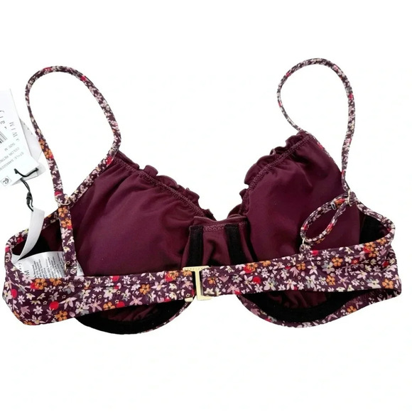 NWT Sanctuary Underwire Purple Micro Garden Shirred Ruffle Bikini Top Size M - Picture 5 of 10